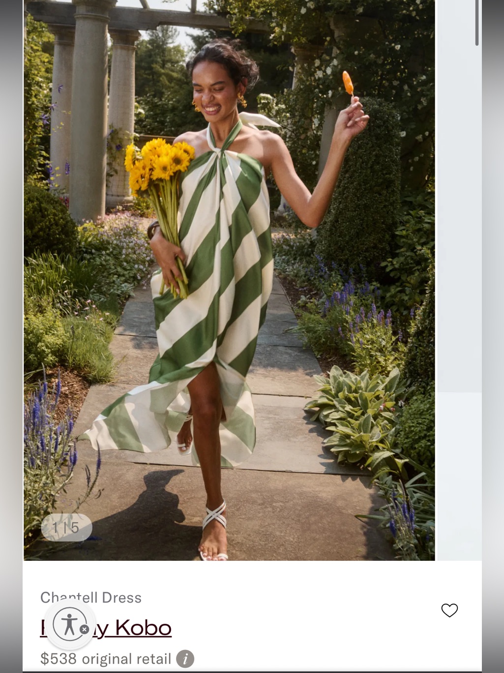 Ronny Kobo Mint And White Striped Halter Dress